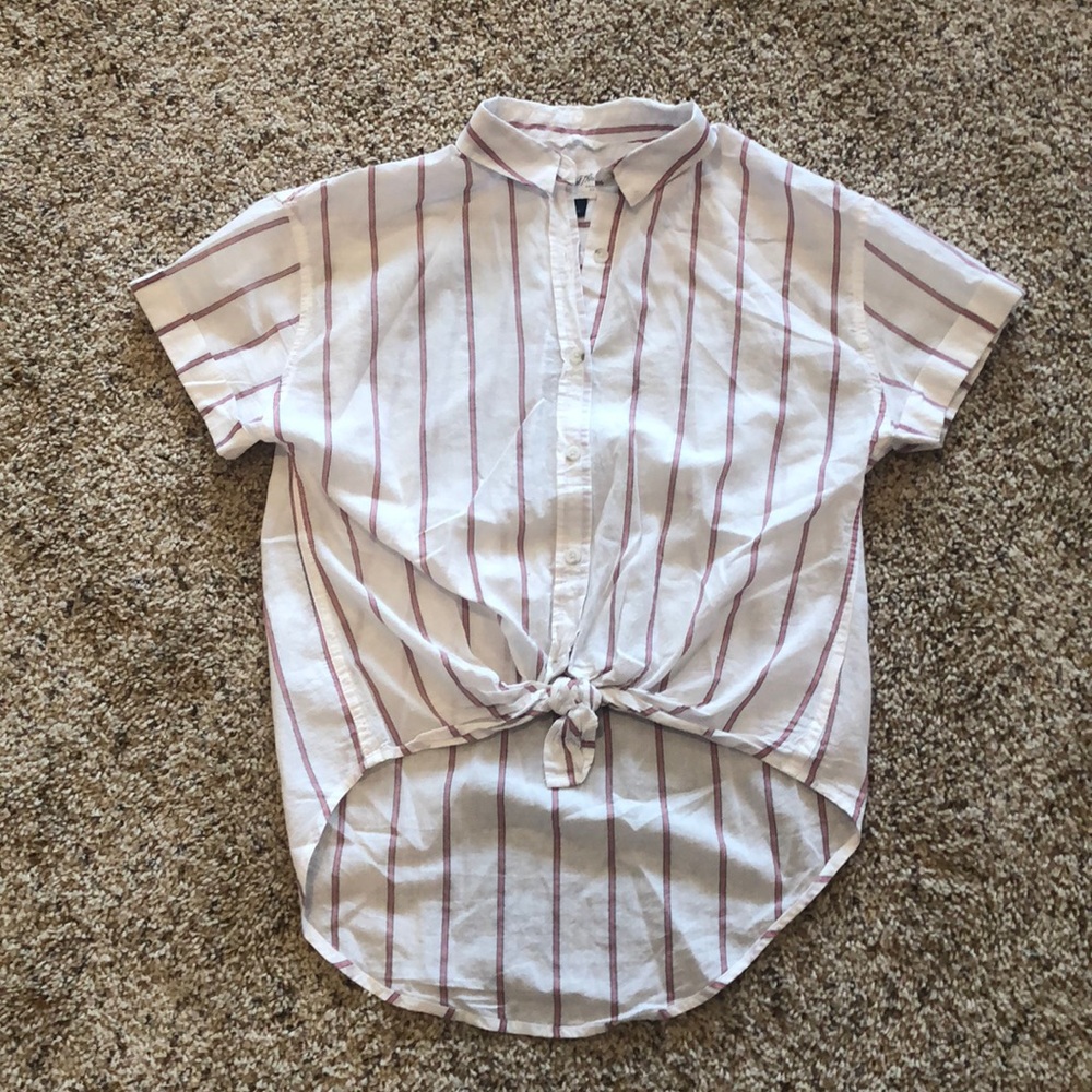 Button down white with red stripe blouse